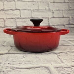 Le Creuset Enameled Cast Iron Signature Oval Dutch Oven 1Qt Cerise #7 France Min